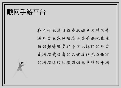顺网手游平台